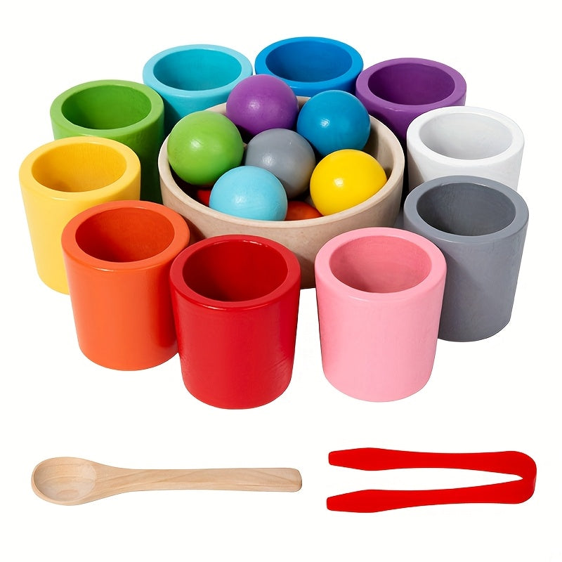 Wooden Classification Toy Set with Cups and Balls