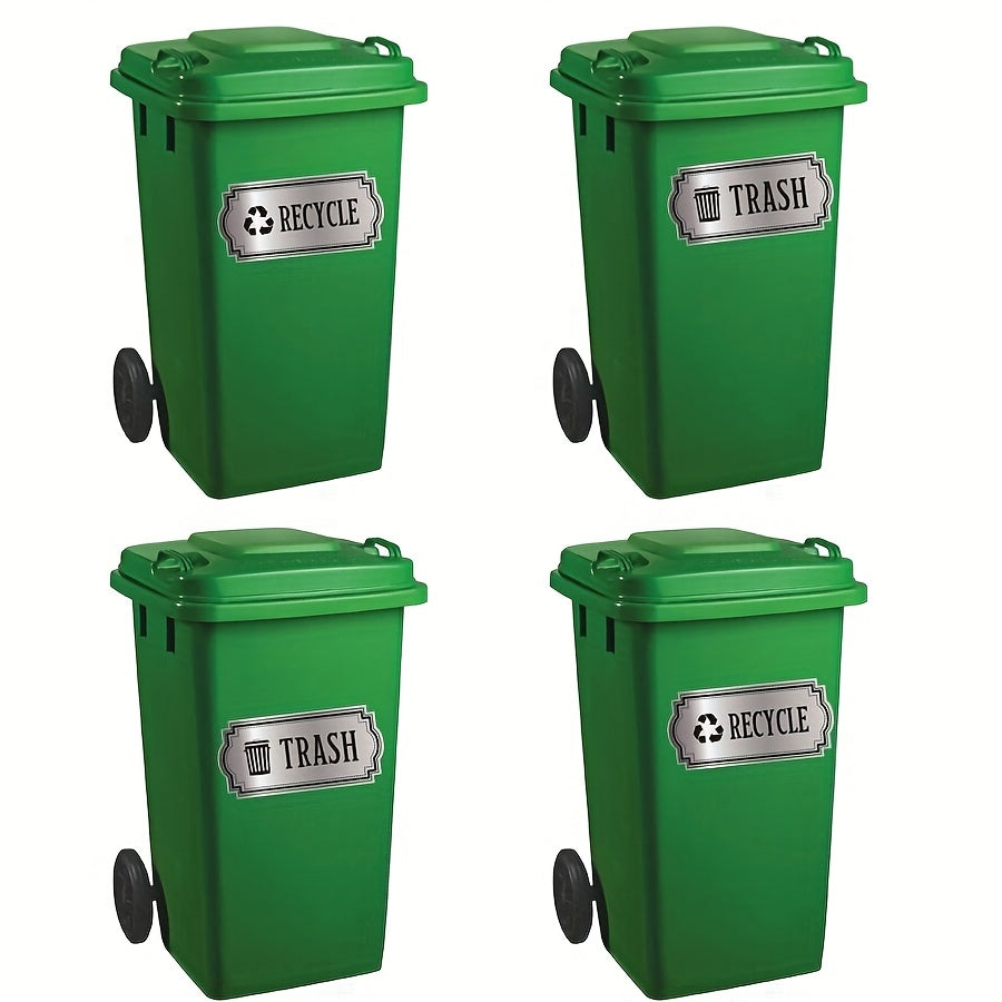 2pcs Gray Recycling Trash Stickers Glossy Finish Indoor Outdoor Use