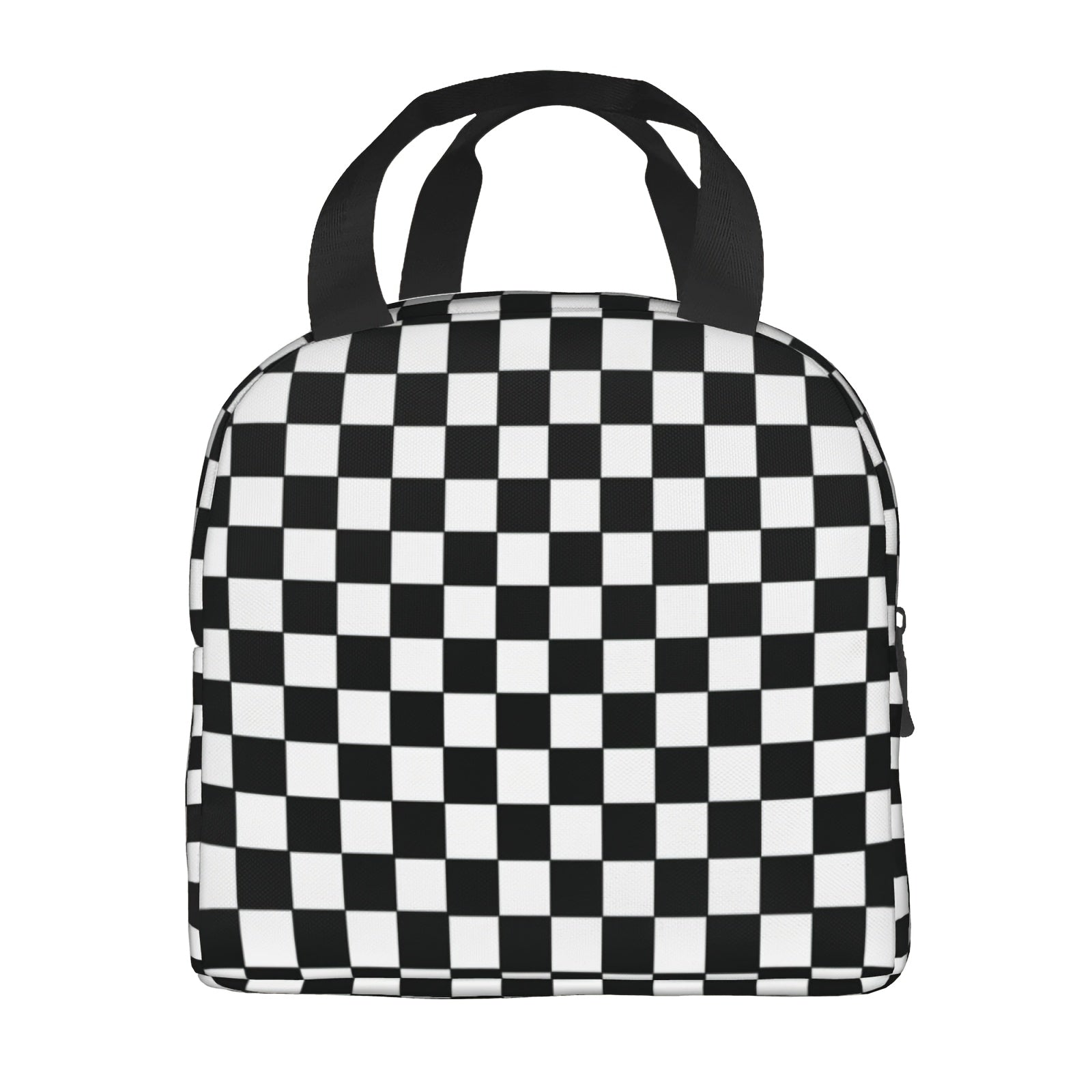 Chessboard & Plaid Print Insulated Lunch Bag