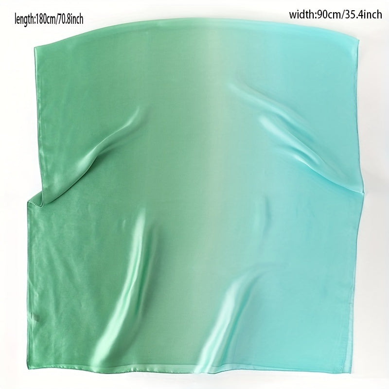 Green Gradient Silk Scarf Classic Windproof Wraps Travel Scarves