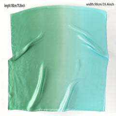 Green Gradient Silk Scarf Classic Windproof Wraps Travel Scarves