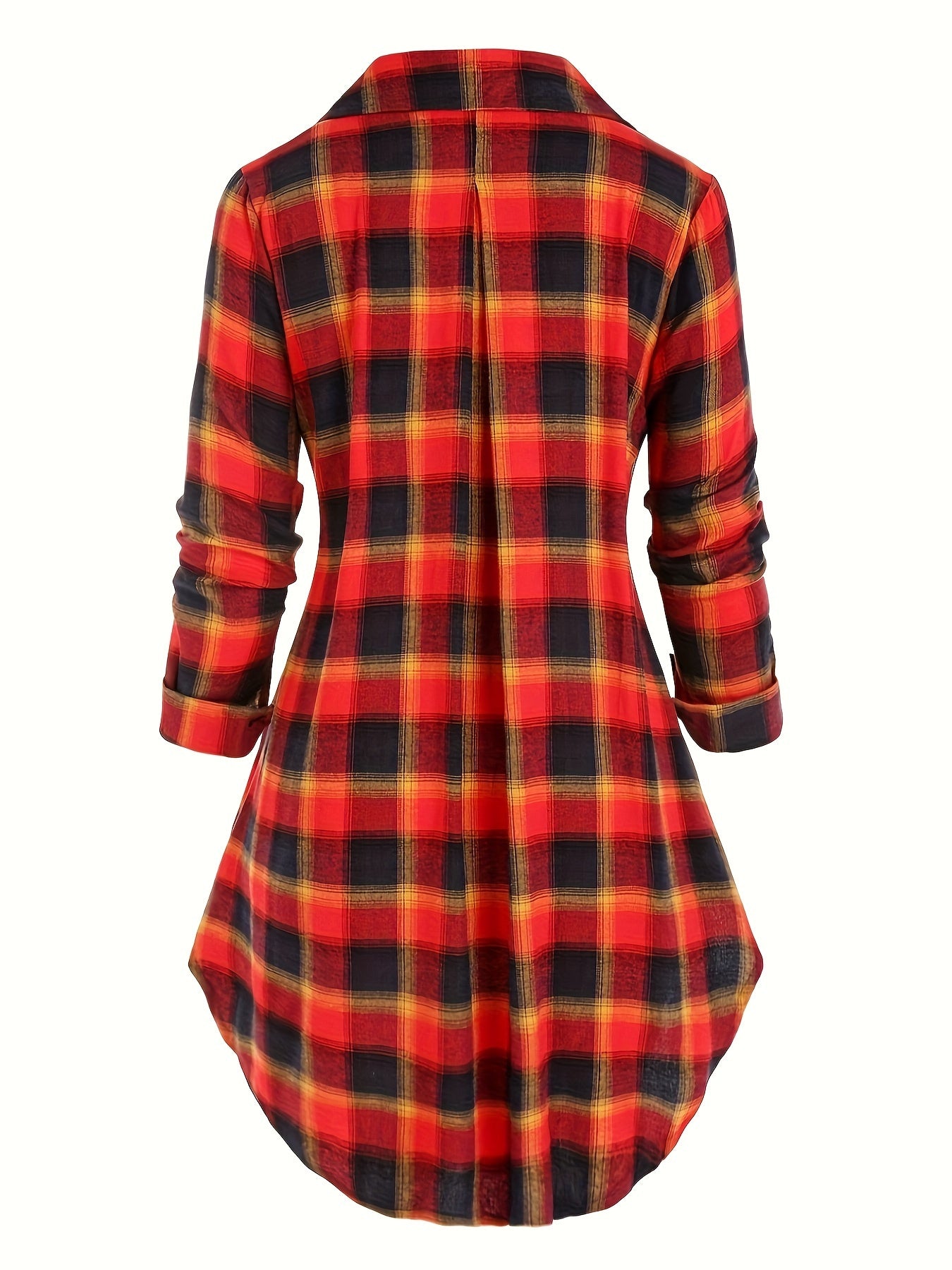  Plaid Long Sleeve Longline Shirt