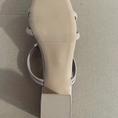 Women's Cross Strap Square Toe Sandals Chunky Heels