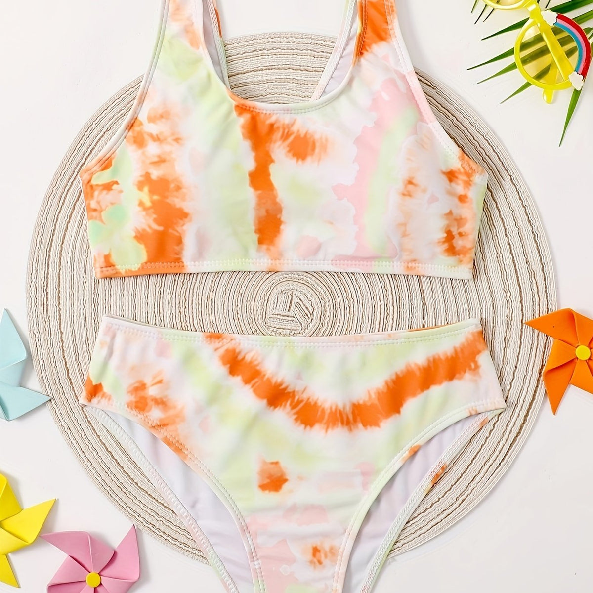 Girls Tie Dye 2pcs Bikini Set & Bathing Suit for Beach Vacation Gift