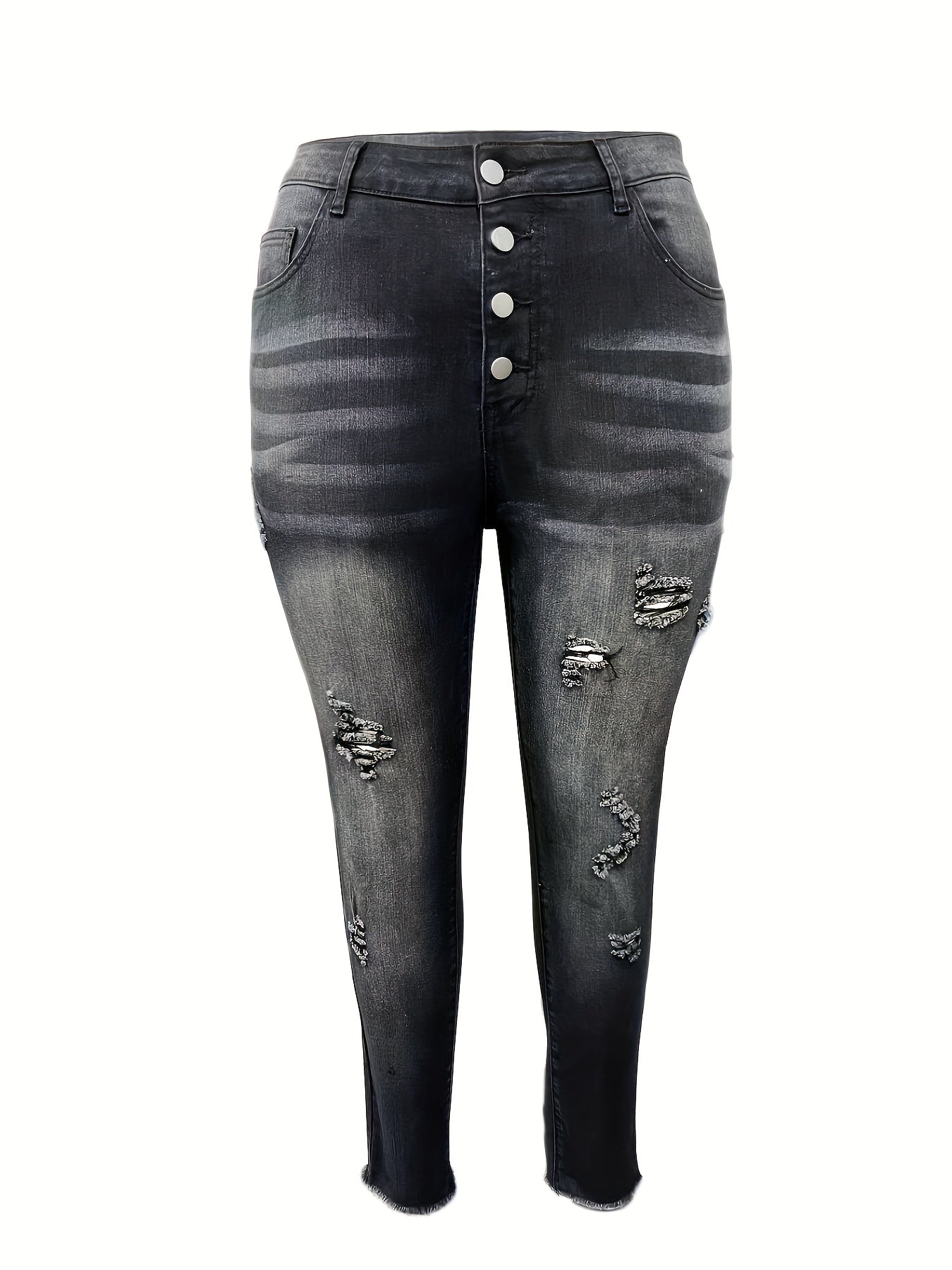  Washed Ripped High Rise Skinny Jeans