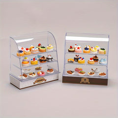 Mini Cake Display Case with Detailed Cake Designs ABS Colorful Dessert Set