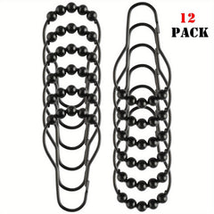 12pcs Roller Ball Shower Curtain Hooks Stainless Steel Rust Proof