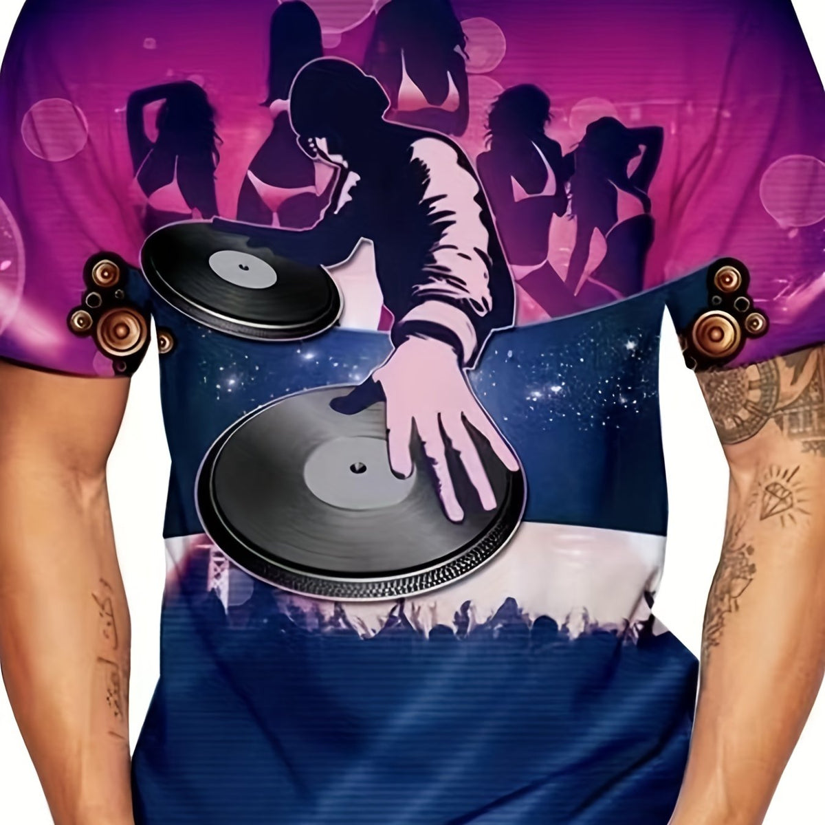 Men's DJ Graphic T shirt Active Slightly Stretch Breathable 3D Print Tee