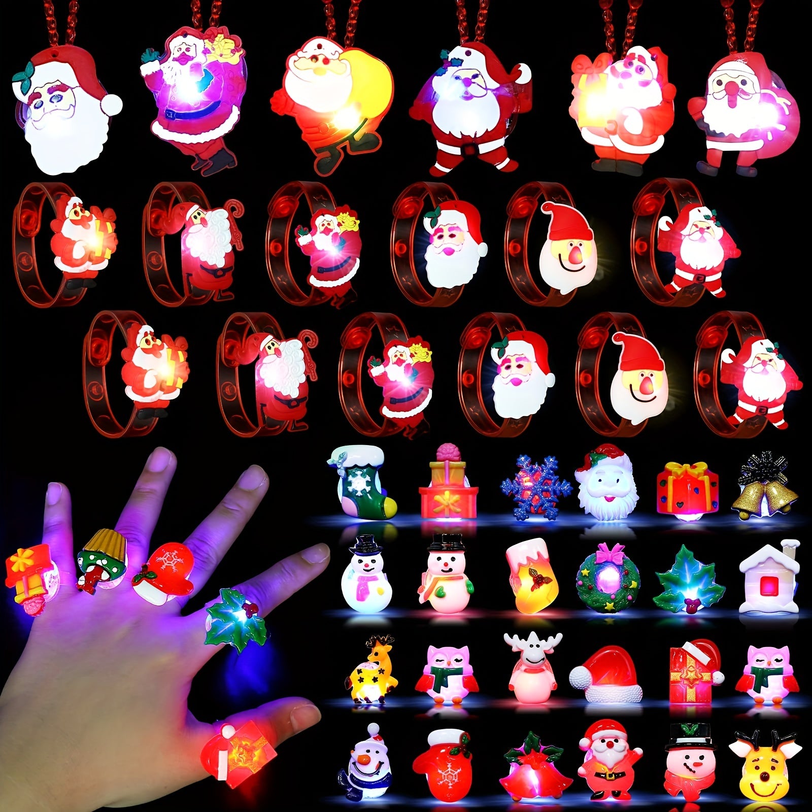 Christmas Light Rings Party Favors Christmas LED Glow Up Rings Party Supplies