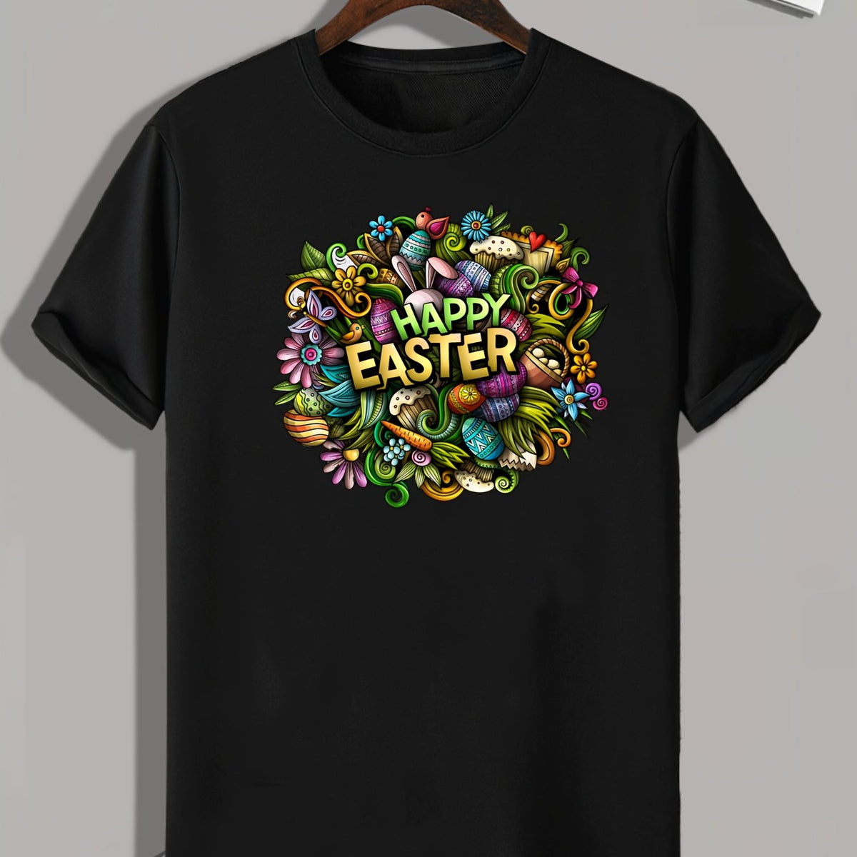 HAPPY EASTER Print Men's Graphic T shirt Casual Tee For Summer