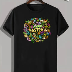 HAPPY EASTER Print Men's Graphic T shirt Casual Tee For Summer