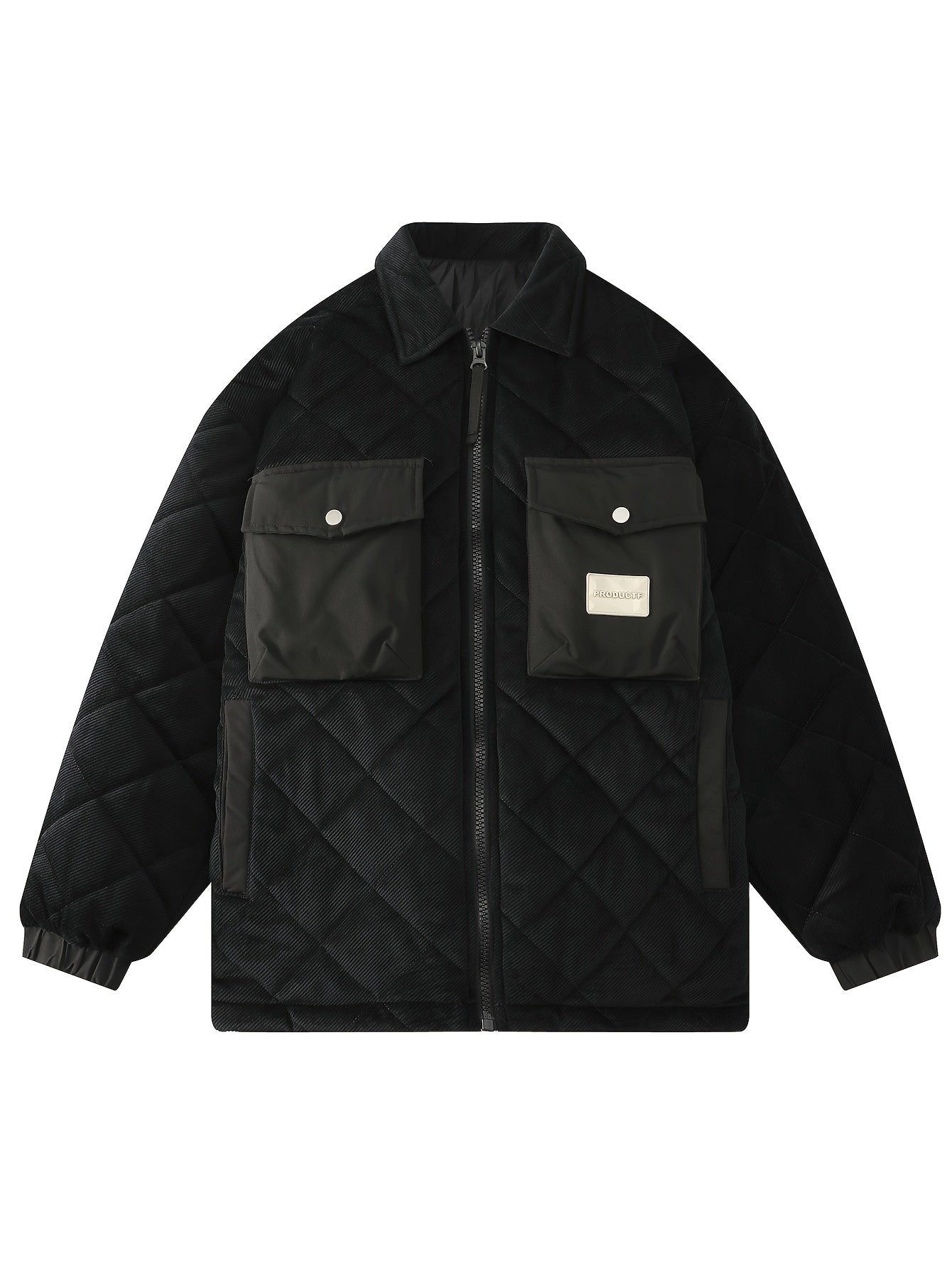 Men's Lapel Casual Winter Coat Chest Pocket Warm Thick Jacket