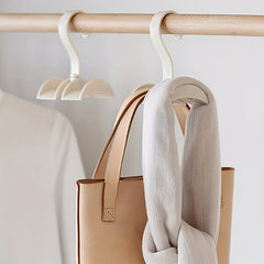 3pc Beige Plastic Bag Hook Rotatable Purse Storage Rack