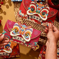 8pcs Lion Dance Red Envelopes Thickened Red Envelope Bags