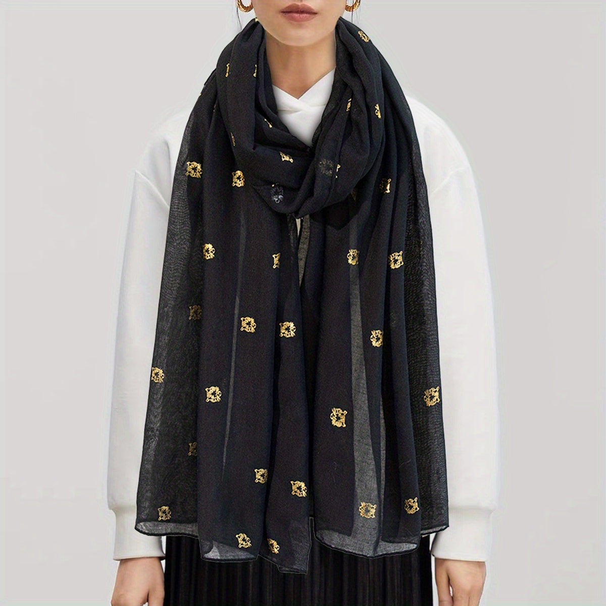 Tiger Head Hot Stamping Scarf Solid Shawl Classic Windproof Head Wrap