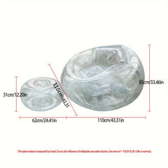 Clear Glitter Inflatable Sofa with Footrest Stool - Single Bed for Camping
