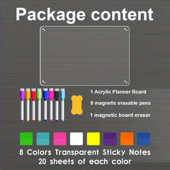 Magnetic Acrylic Board & Sticky Notes Set