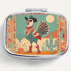 Thanksgiving Square Pill Box Dual Compartments Portable Medicine Organizer