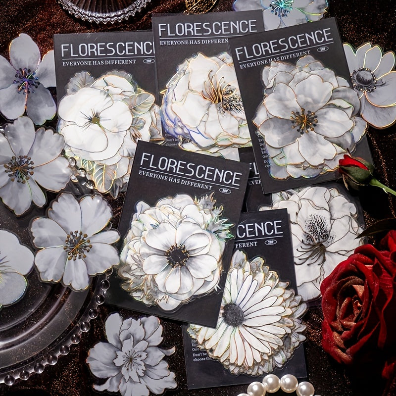 20 Sheets DIY Light Plant Flowers Stickers 9.4cm x 16.2cm