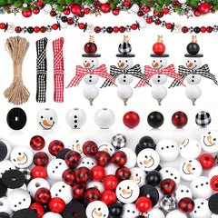80pcs Christmas Wooden Beads Unfinished Craft Ornaments Round Beaded Farmhouse
