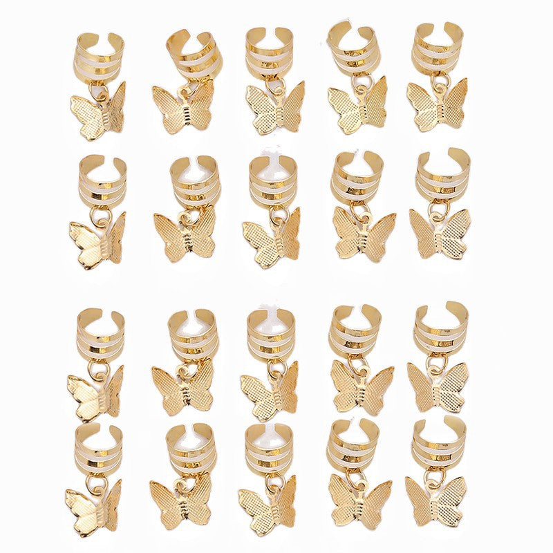 Butterfly Hair Braiding Cuffs Dreadlock Clips Pendants Braid Accessories