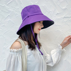 Reversible Double Sun Hat Wide Brim Bucket Hat UV Protection Sunscreen