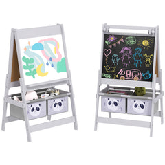 Kids Easel with Paper Roll 3 in 1 Art Easel with Blackboard Whiteboard
