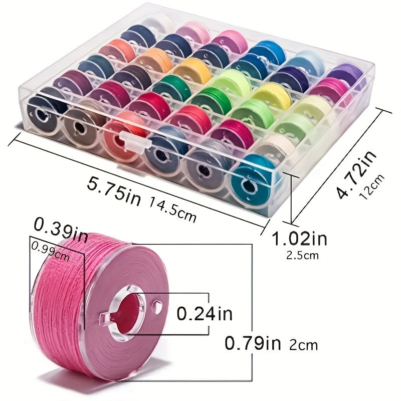 25pcs 36pcs Bobbins & Sewing Threads w/ Bobbin Case, Assorted Colors