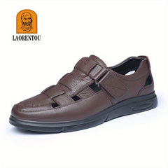 Men Leather Breathable Hollow Out Sandals Non Slip Summer Shoes