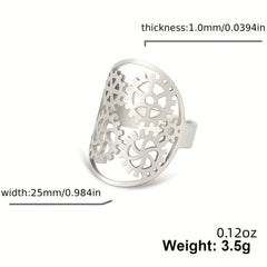 Adjustable Stainless Steel Gear Ring for Men