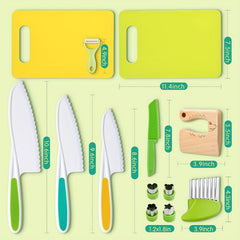 13pcs Kids Cooking Set with Cutting Board, Sandwich Cutter, Peeler