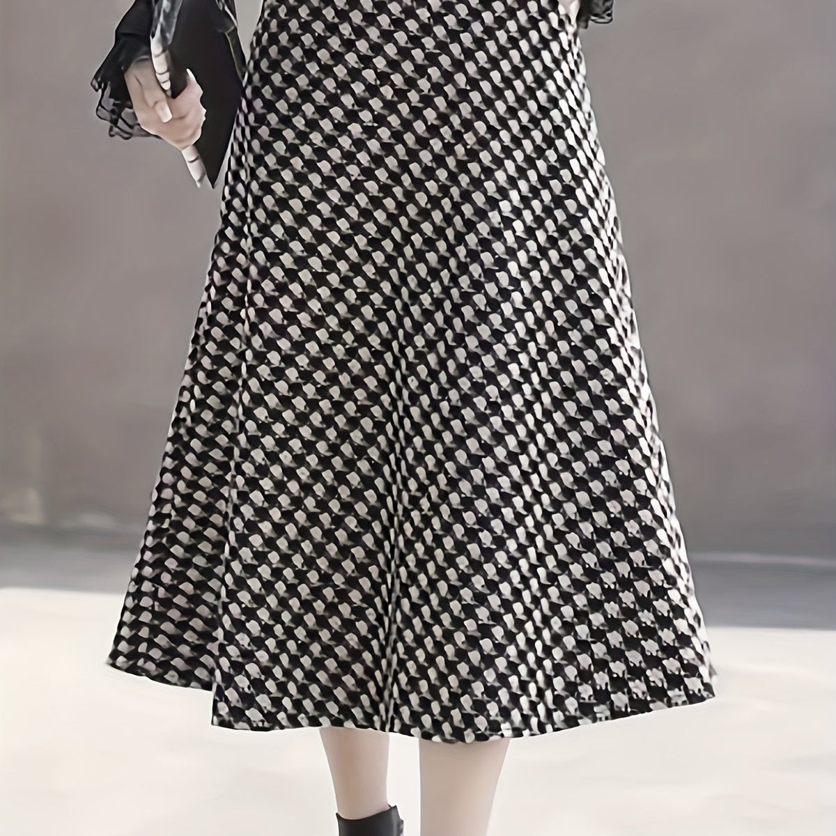  Allover Print High Rise A-line Maxi Skirt With Pockets