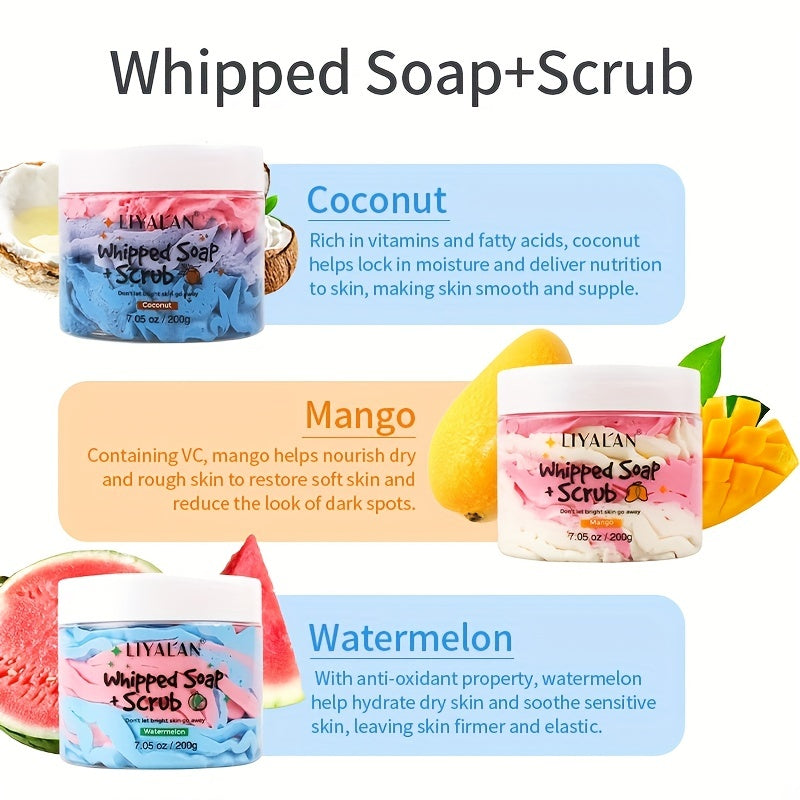 LIYALAN Fruity Scent Foaming Bath Soap with Shea Butter 200g
