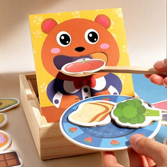 Wooden Bear Feeding Game w/ Fruits & Vegetables