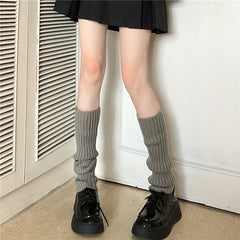 Rib Knit Leg Warmers Knee High Socks Women's Stockings