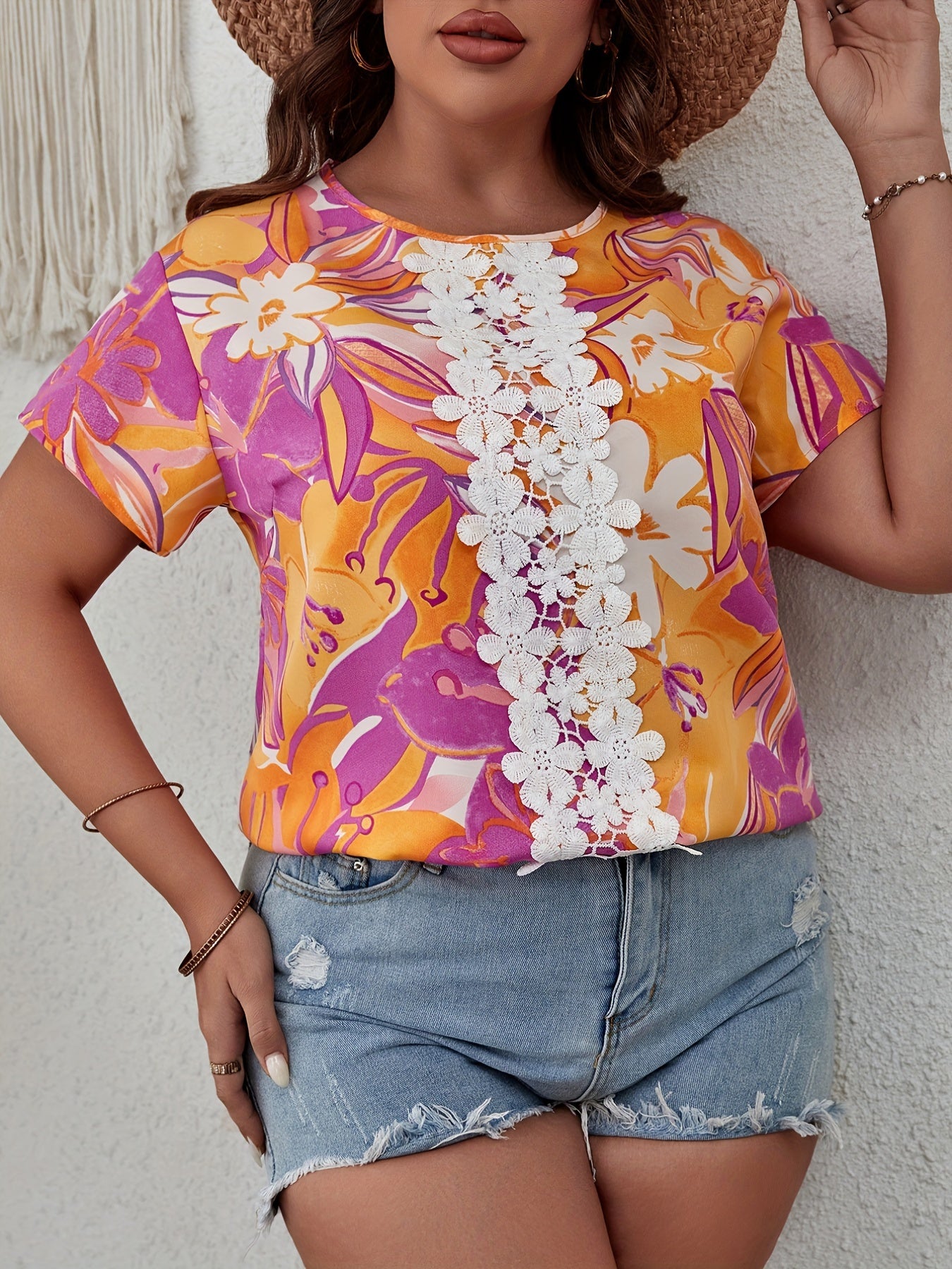  Casual Blouse Women's Plus Floral Print Top
