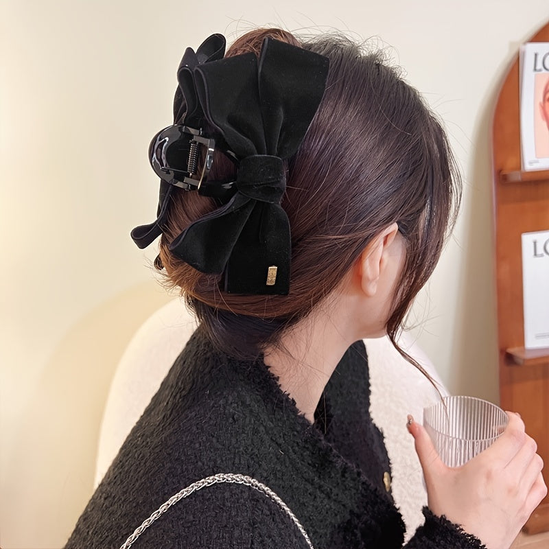 Velvet Bow Hair Claw Clip Non Slip Strong Hold Grip Hair Jaw Clip