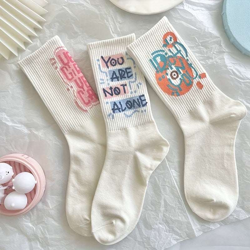 7 Pairs Letter Print Socks Women's Mid Tube Stockings