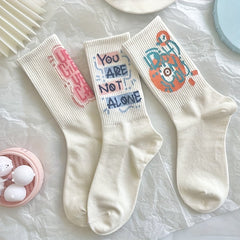 7 Pairs Letter Print Socks Women's Mid Tube Stockings