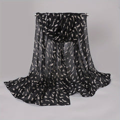 Cat Print Chiffon Scarf Solid Thin Breathable Shawl Hijab
