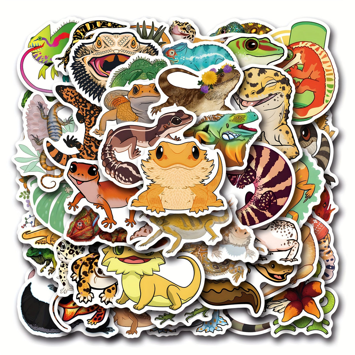 55pcs Reptile Cartoon Stickers Vinyl Decals Multicolor for Laptops Water Bottles