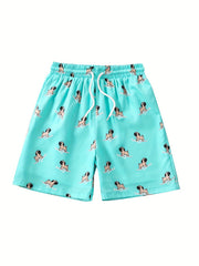 Big Boys Dog Print Beach Shorts Swim Trunks