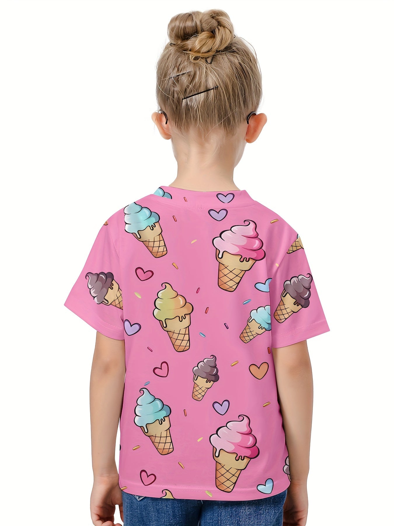 Kids 3D Ice Cream Print Short Sleeve T-shirt Summer Tee Outdoor Sports Gift