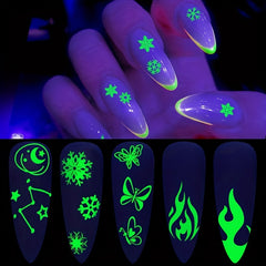 Glow in the Dark 3D Nail Decals DIY Nail Art Stickers for Girls
