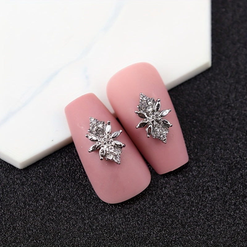 10pcs Golden Metal 3D Nail Art Decoration Geometric Nail Rhinestone Gems