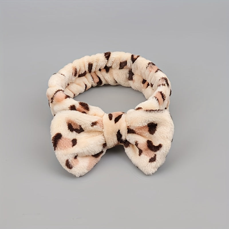 Soft Coral Fleece Bow Hair Band for Women