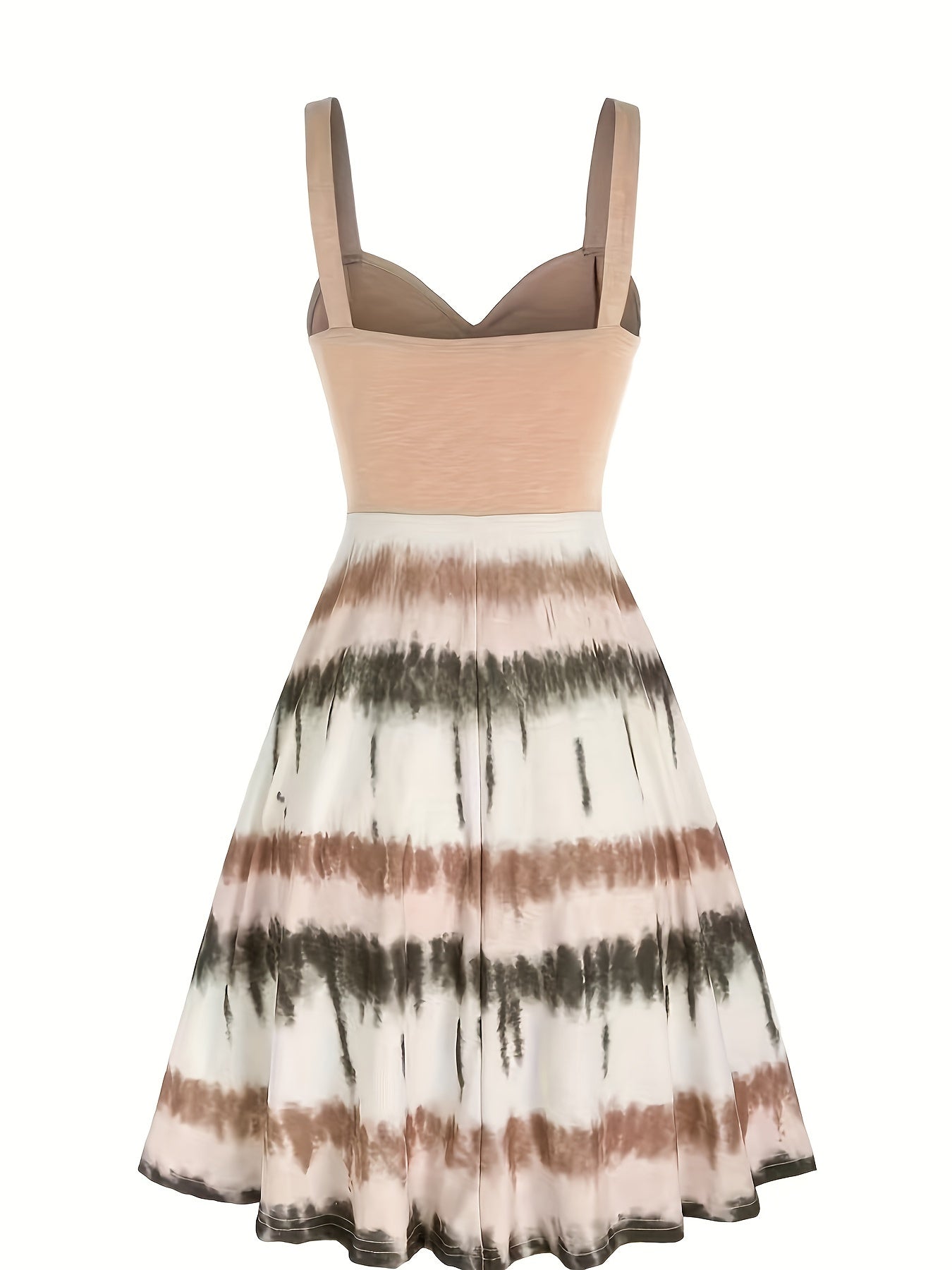  Colorblock Tie Dye V Neck A line Cami Dress
