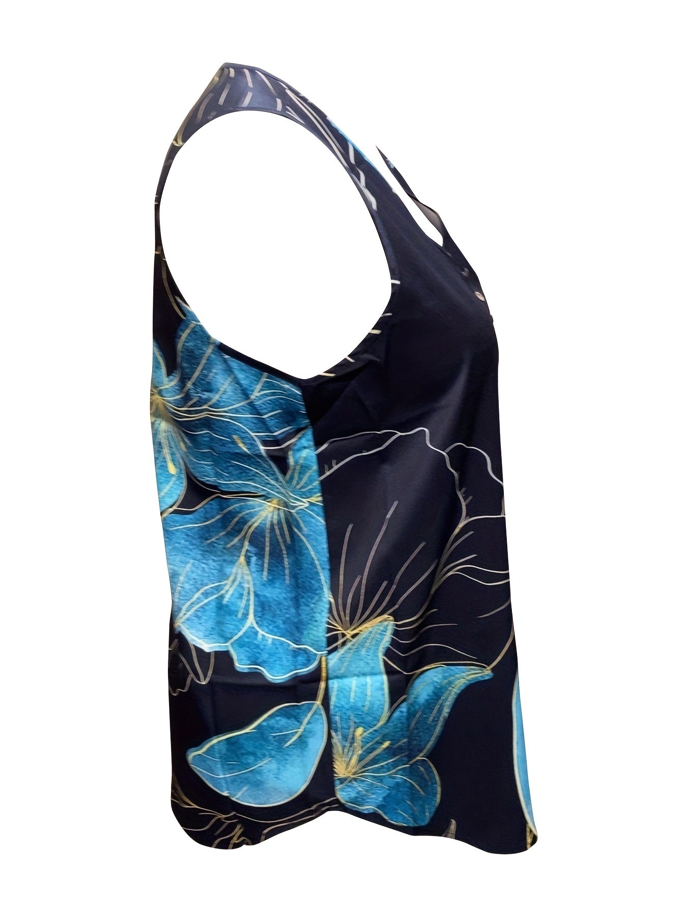 Women's Plus Floral Print V Neck Tank Top & Pants Set