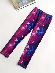 4 Packs Girls Starry Sky Pattern Leggings Stretch Sport Pants