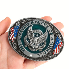 USA Flag Eagle Alphabet Belt Buckle for Jeans